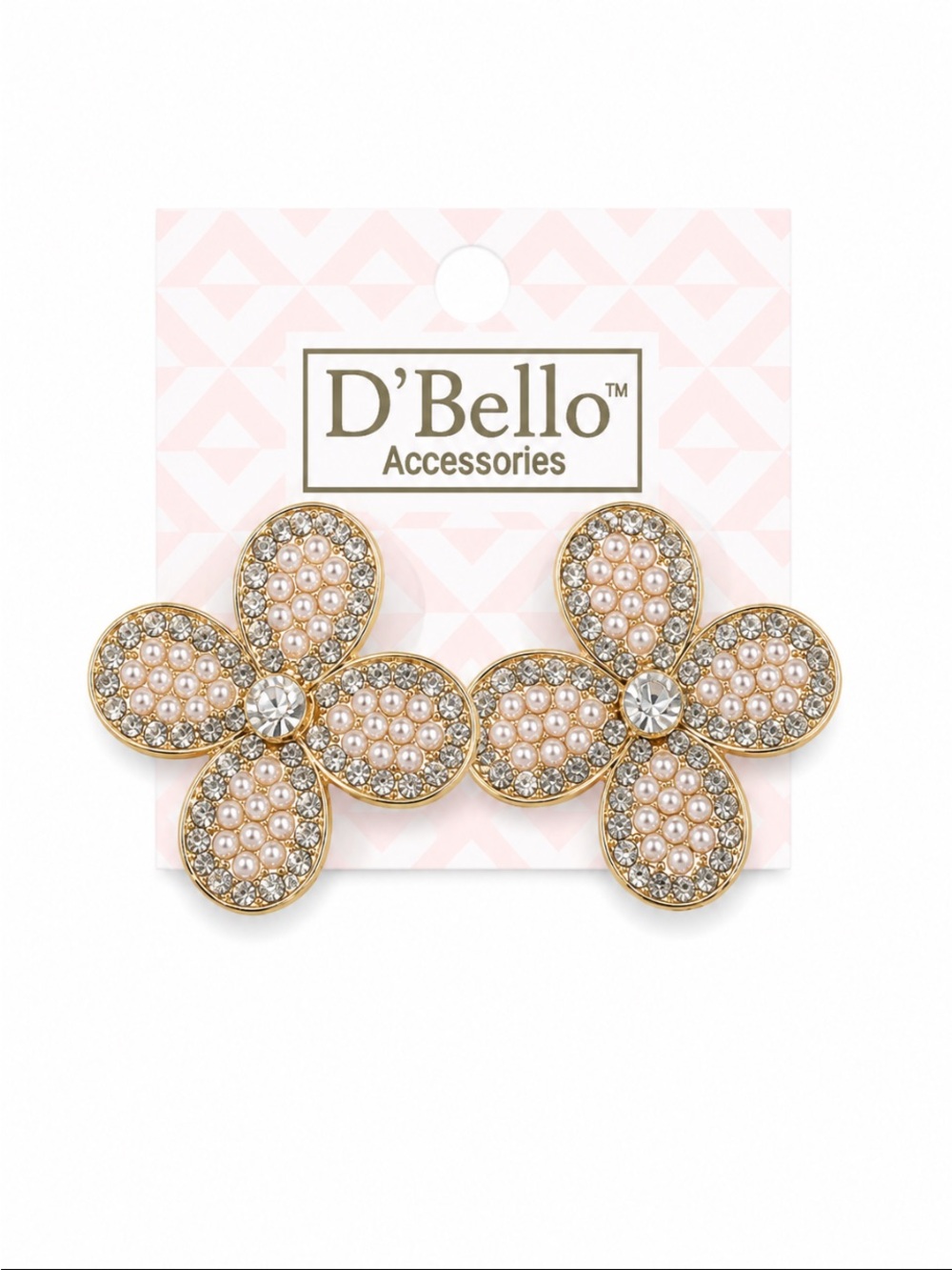 DโBello Pearl & Rhinestone Floral Statement Stud Earrings